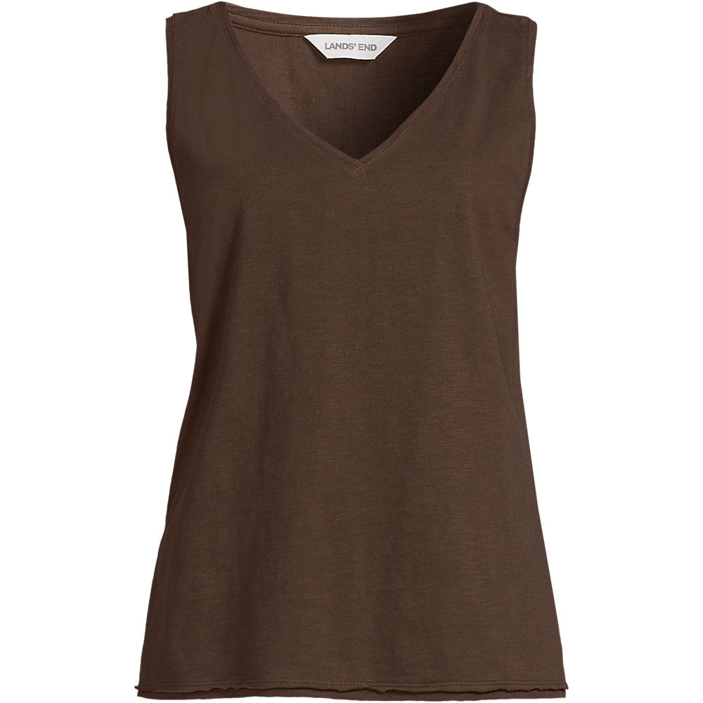 Slub Jersey Vest Top, Women, size: S, regular, Brown, Cotton, by Lands' End