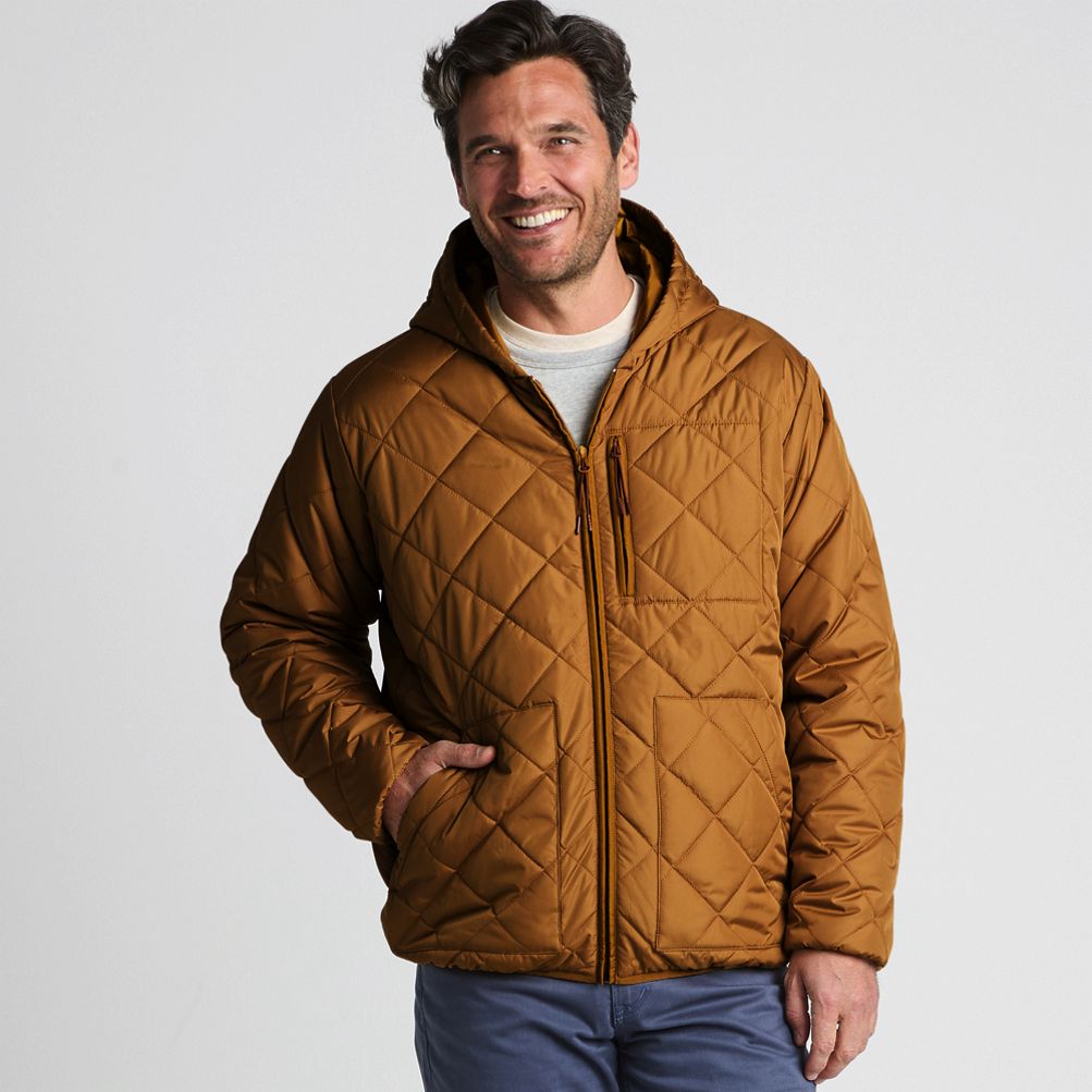 Men s FeatherFree Insulated Diamond Quilted Hoodie Jacket Lands End