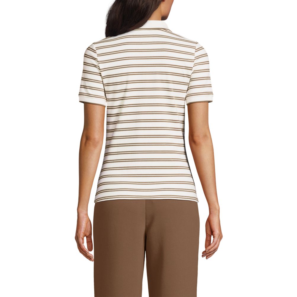 売れ筋商品|||ランズエンド カットソー トップス レディース Women's Wide Rib Polo Shirt Champagne dual stripe Women's Wide Rib Polo Shirt | Lands' End
