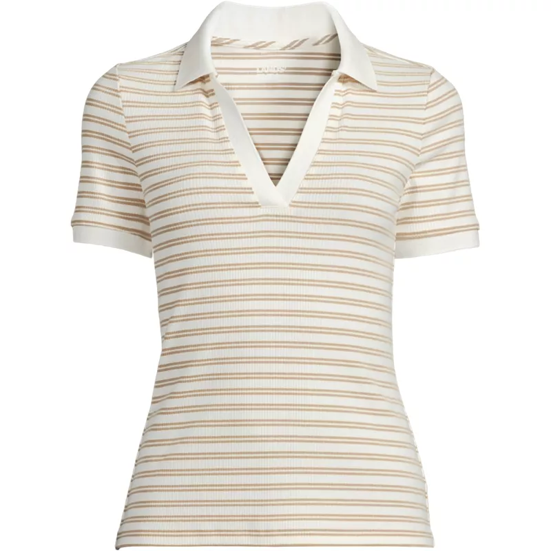 Women's Wide Rib Polo Shirt, Front