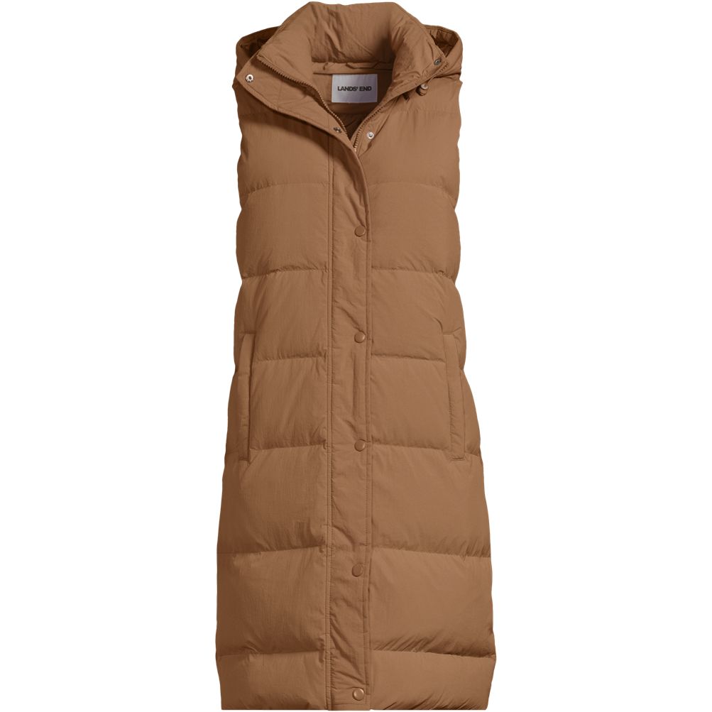 LANDS’ END Down Vest XXL Brown Women's Max 600 Down Puffer Vest | Lands' End
