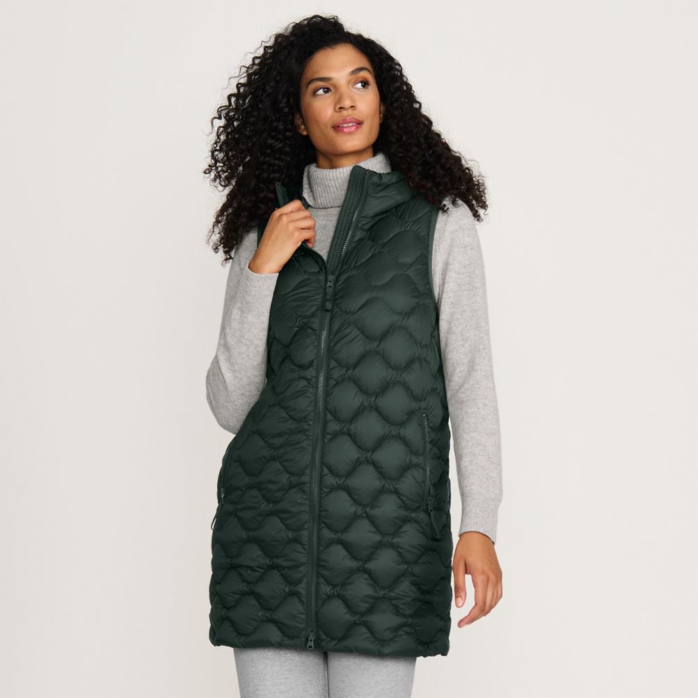 Women s Wanderweight Packable Down Long Vest Lands End