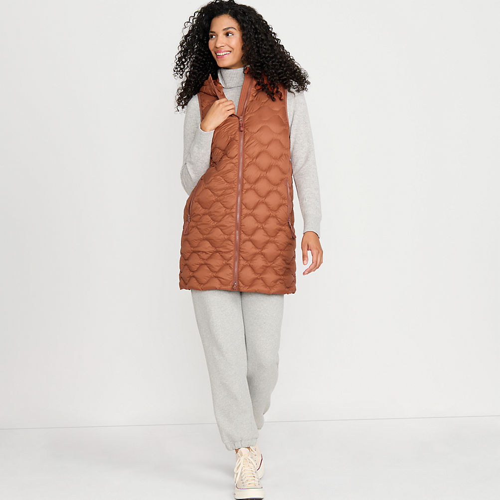 Women's Wanderweight Packable Down Long Vest | Lands' End Women's Wanderweight Packable Down Long Vest | Lands' End