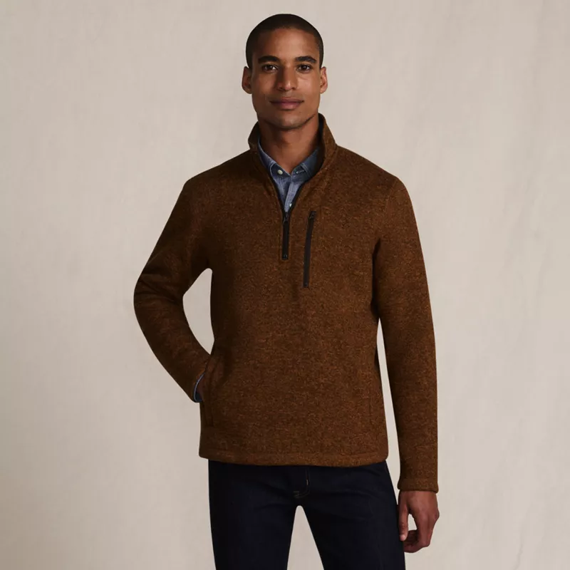 Men's Sweater Fleece Quarter Zip Pullover, Front