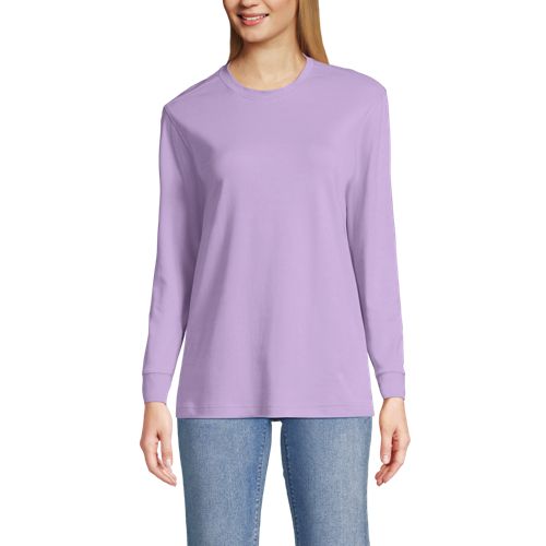 Women's Cotton Relaxed Long Sleeve Crew Neck, Front
