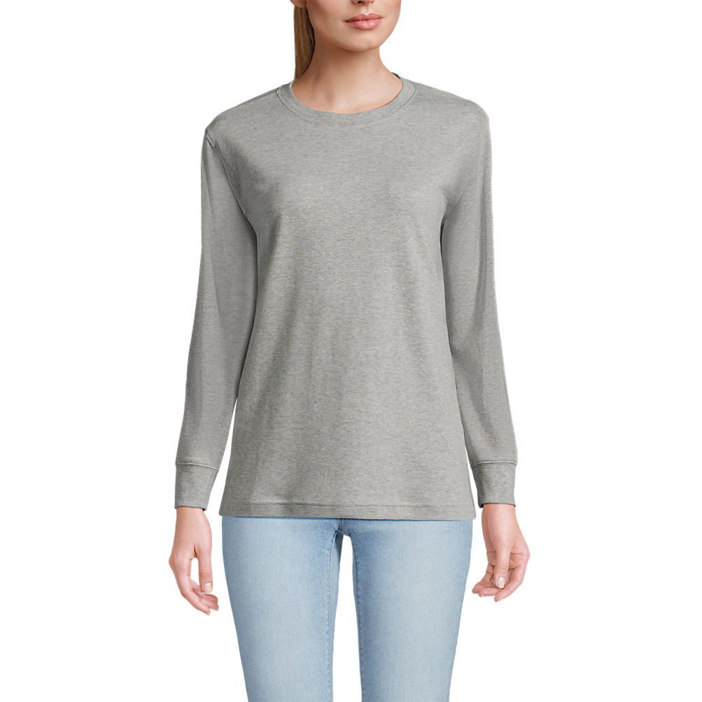 Women's Cotton Relaxed Long Sleeve Crew Neck | Lands' End Women's Cotton Relaxed Long Sleeve Crew Neck | Lands' End