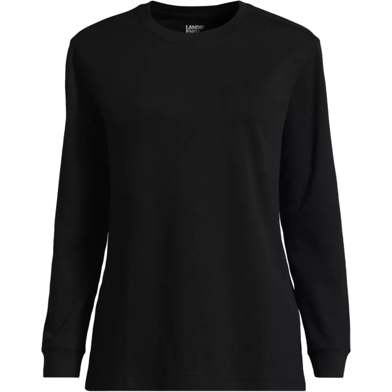 Women's Cotton Relaxed Long Sleeve Crew Neck, Front