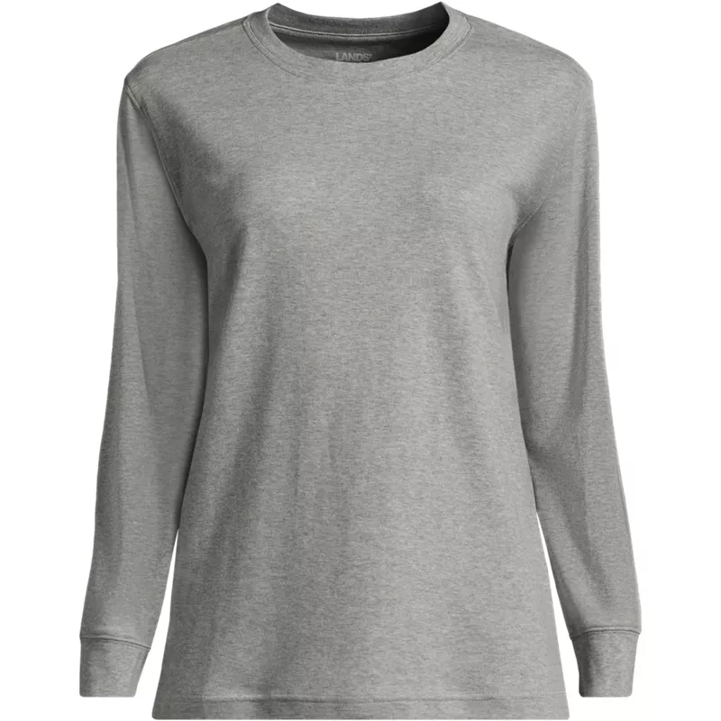 Women's Plus Size Cotton Relaxed Long Sleeve Crew Neck, Front