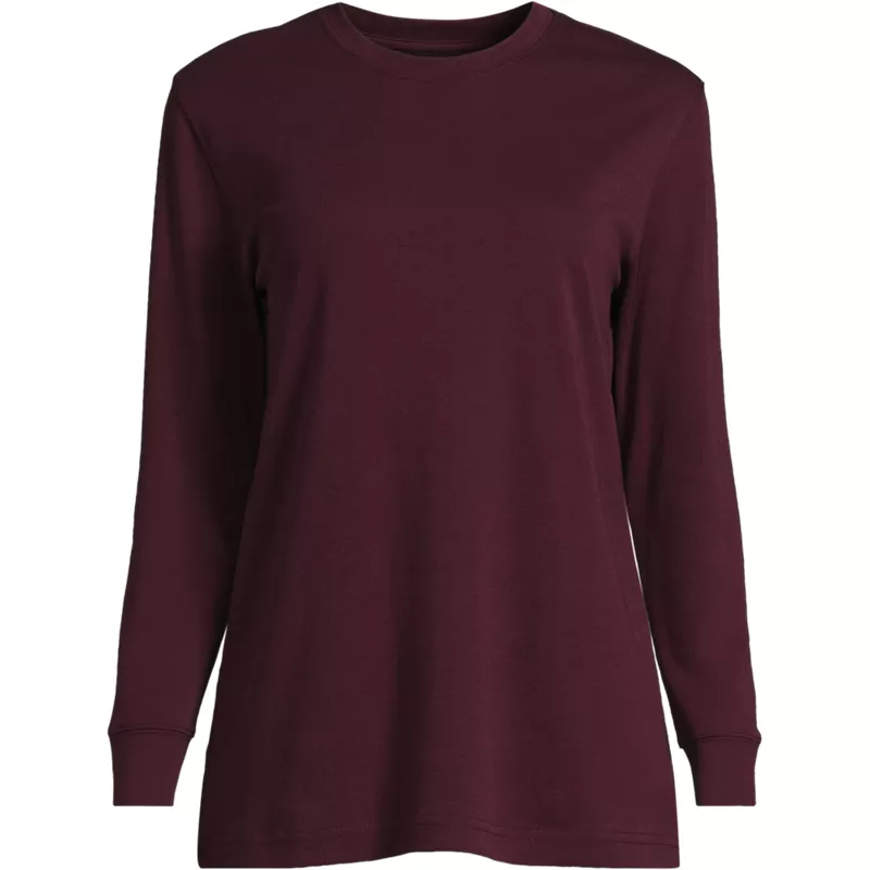 Women's Cotton Relaxed Long Sleeve Crew Neck, Front
