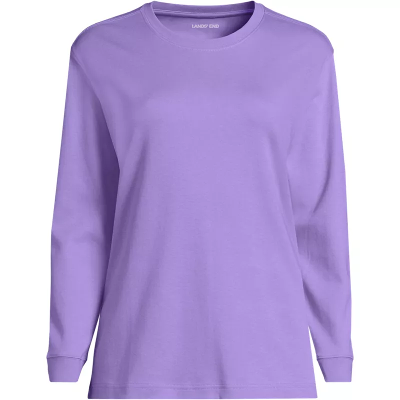 Women's Cotton Relaxed Long Sleeve Crew Neck, Front