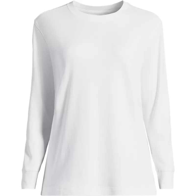 Women's Cotton Relaxed Long Sleeve Crew Neck, Front