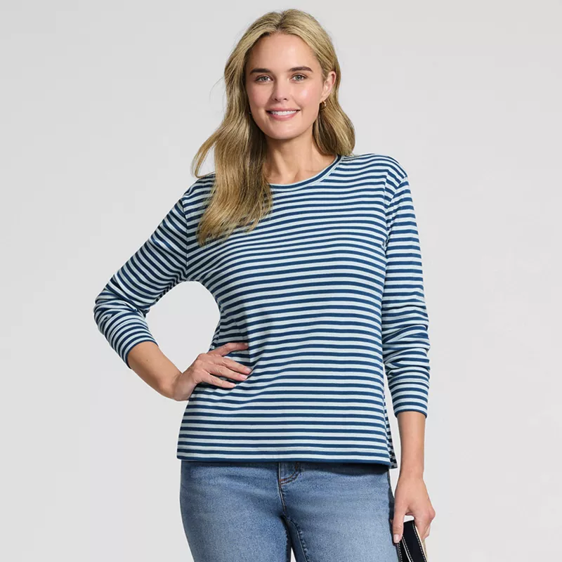 Women's Cotton Relaxed Long Sleeve Crew Neck, alternative image