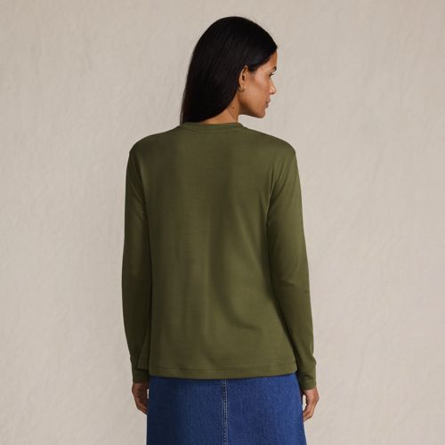 Women's Cotton Relaxed Long Sleeve Crew Neck, Back