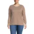 Women's Plus Size Cotton Relaxed Long Sleeve Crew Neck, Front