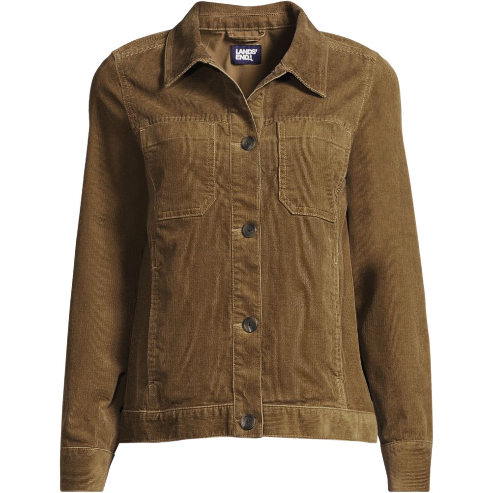 Women's Plus Size Corduroy Cropped Button Front Jacket | Lands' End