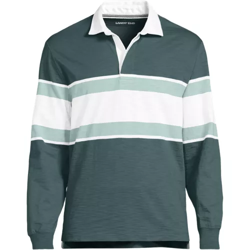Men's Long Sleeve Lightweight Slub Rugby Polo, Front