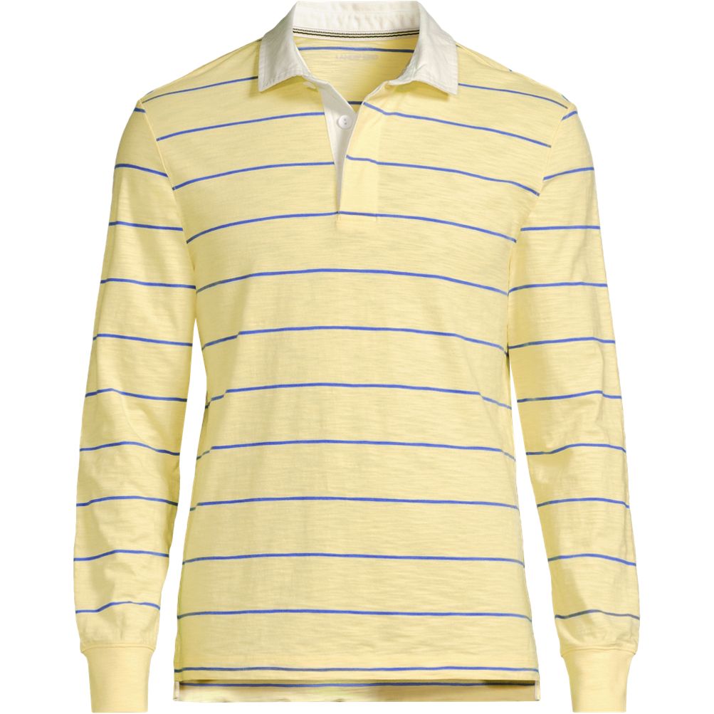Men's Long Sleeve Textured Rugby Polo | Lands' End