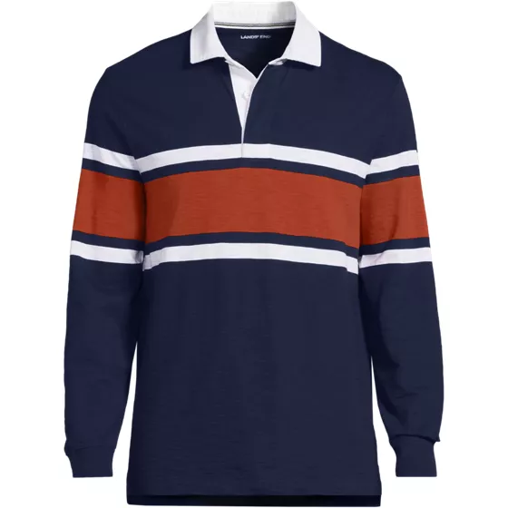 Men's Long Sleeve Lightweight Slub Rugby Polo - primary