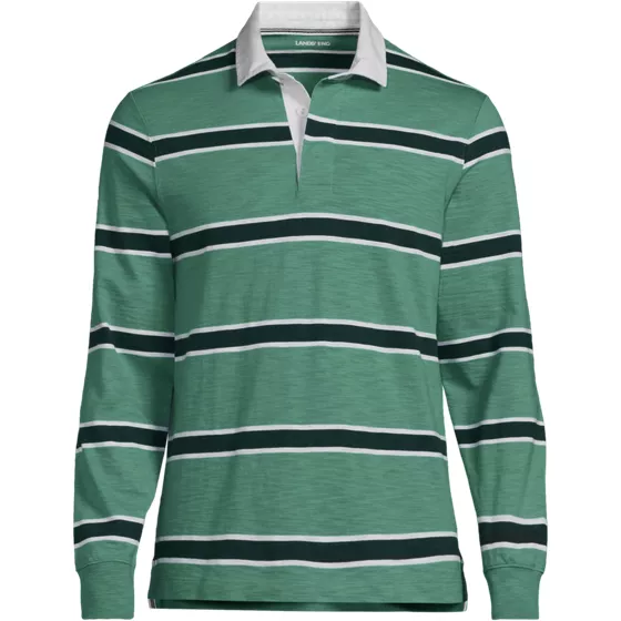 Men's Tall Long Sleeve Lightweight Slub Rugby Polo - primary