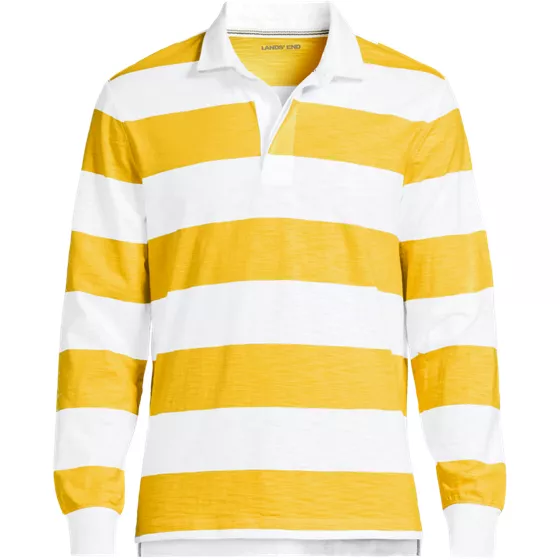 Men's Tall Long Sleeve Lightweight Slub Rugby Polo - primary