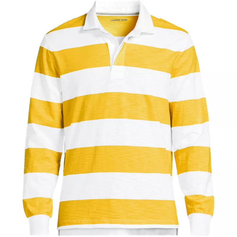 Men's Long Sleeve Lightweight Slub Rugby Polo, Front