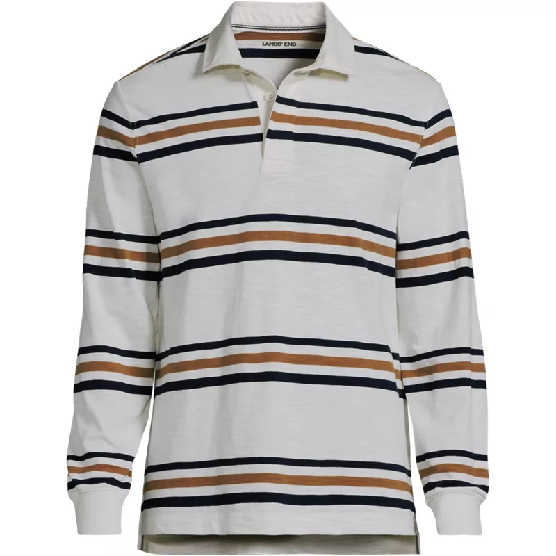 Men's Long Sleeve Lightweight Slub Rugby Polo, Front