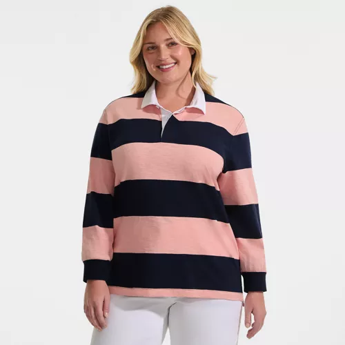 Men's Long Sleeve Lightweight Slub Rugby Polo, alternative image