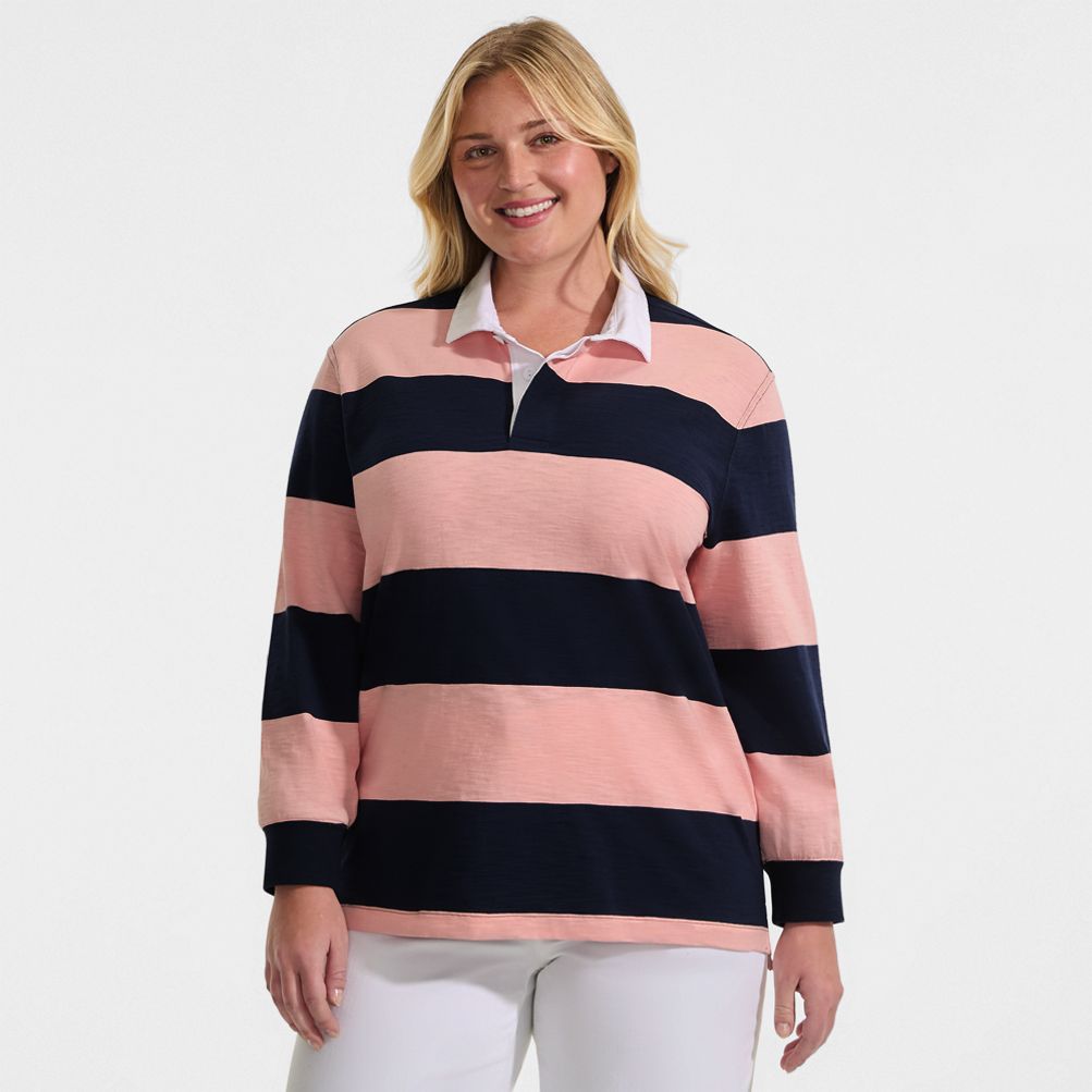 Men's Long Sleeve Textured Rugby Polo | Lands' End