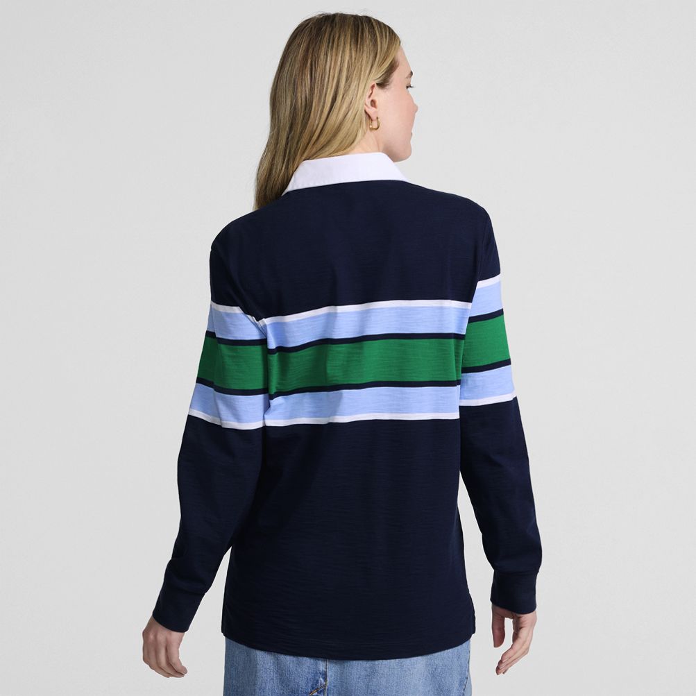 Men's Long Sleeve Lightweight Slub Rugby Polo | Lands' End
