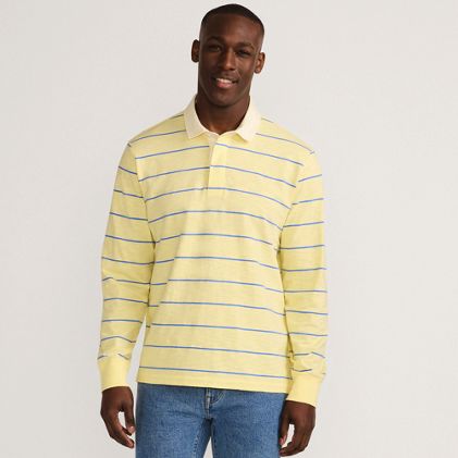 Men's Long Sleeve Textured Rugby Polo - image 2
