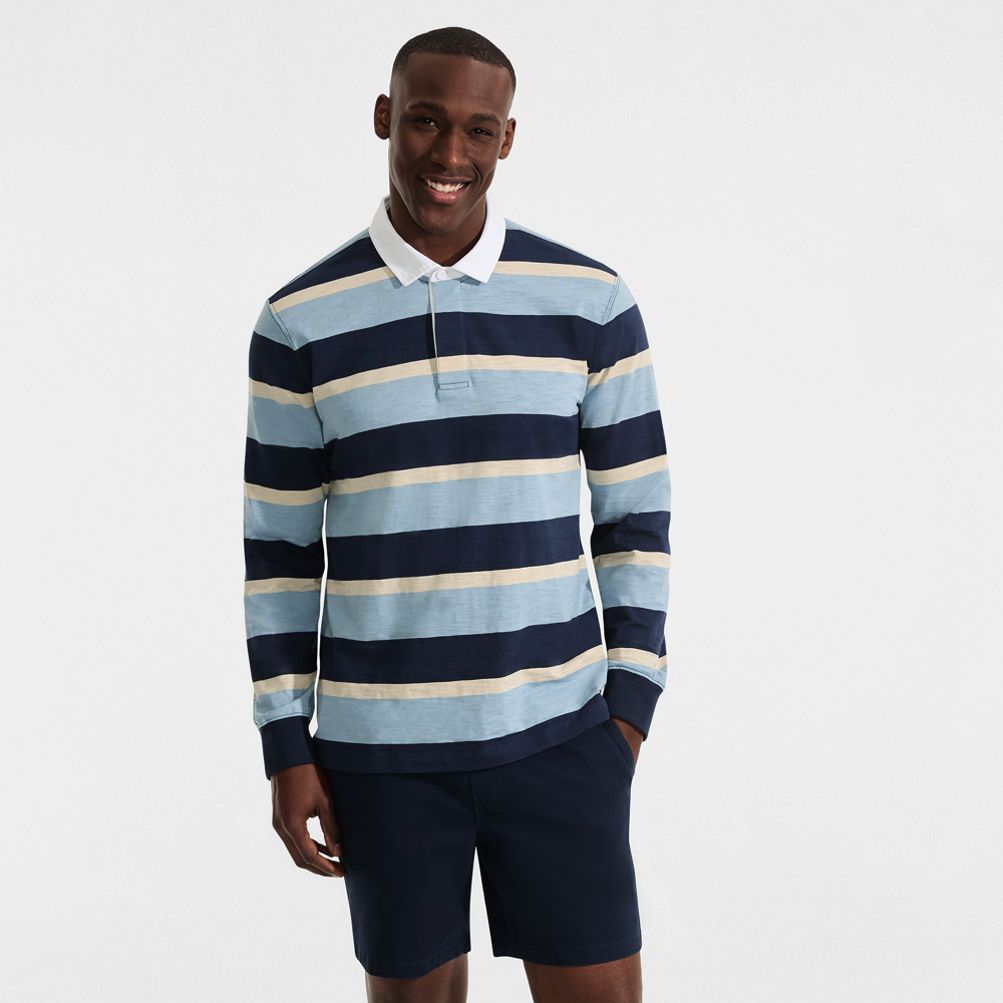 Men's Long Sleeve Textured Rugby Polo | Lands' End