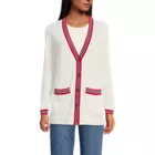 Women's Fine Gauge Cotton Cardigan with Tipping Sweater