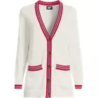 Women's Fine Gauge Cotton Cardigan with Tipping Sweater