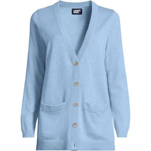 Women's Fine Gauge Cotton Cardigan with Tipping Sweater