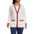 Women's Plus Size Fine Gauge Cotton Cardigan with Tipping Sweater, Front