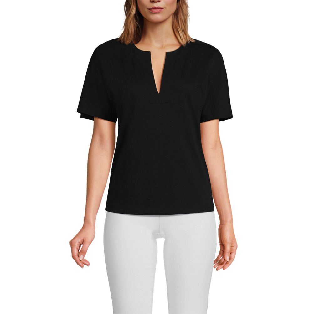 売れ筋商品|||ランズエンド カットソー トップス レディース Women's Oversized Supima Short Sleeve Crew Neck T-Shirt Deep sea navy breton stripe Women's Oversized Supima Short Sleeve Crew Neck T-Shirt