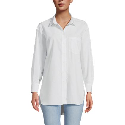 Women's No Iron Oversized Poplin Extra Long Tunic - image 2