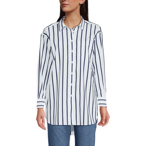 Women's No Iron Oversized Poplin Extra Long Tunic - image 2