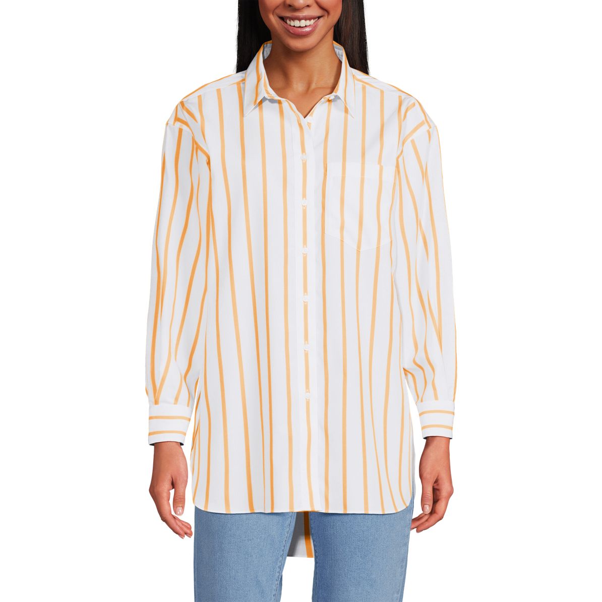 Women's No Iron Poplin Extra Long Tunic