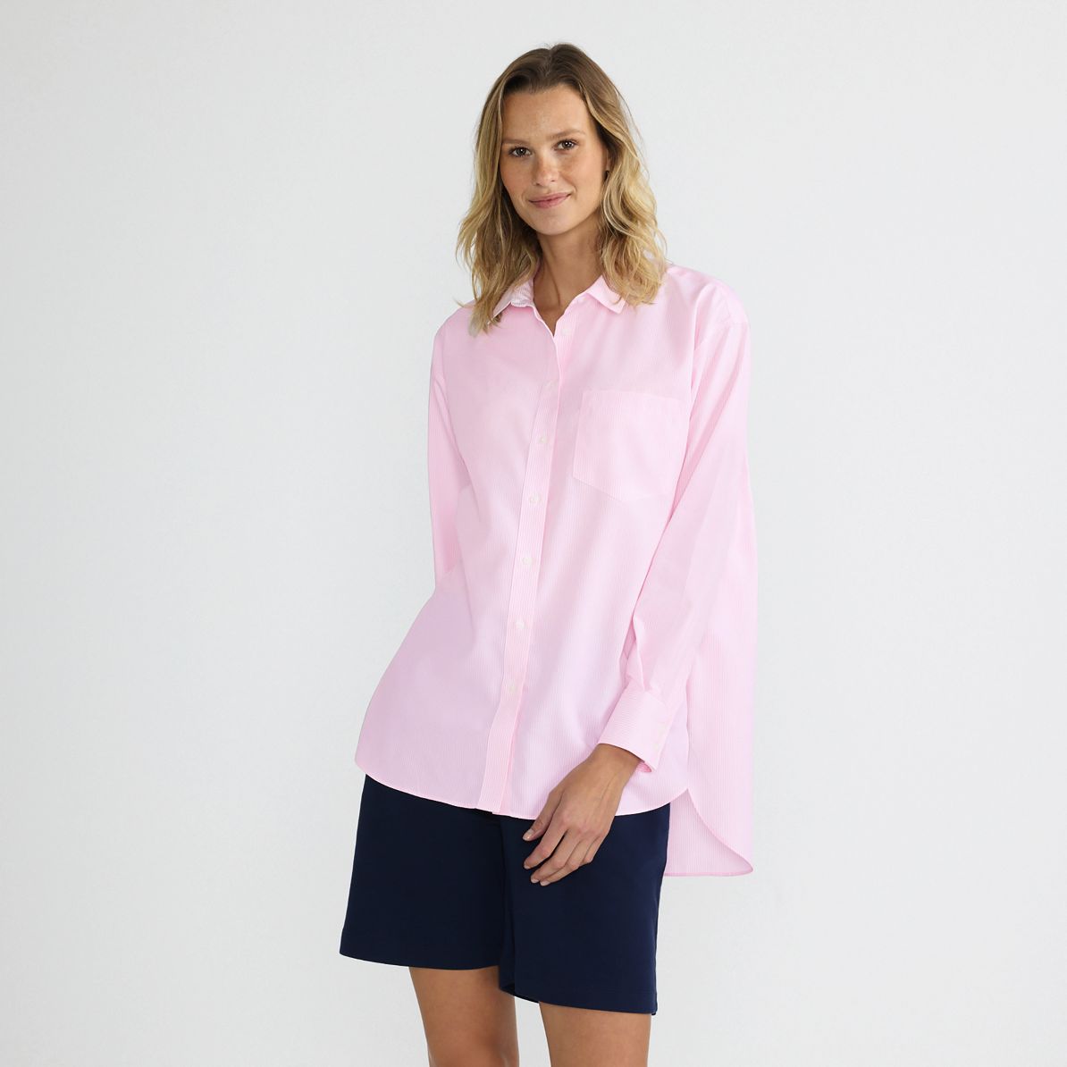 Women's No Iron Poplin Extra Long Tunic