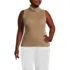 Women's Plus Size Fine Gauge Cotton Turtleneck Tank Sweater, Front