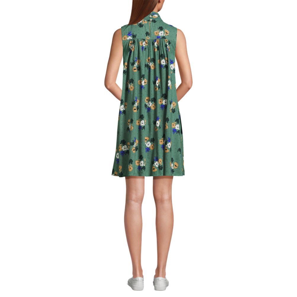 Women's Cotton Voile Mock Neck Shift Dress | Lands' End