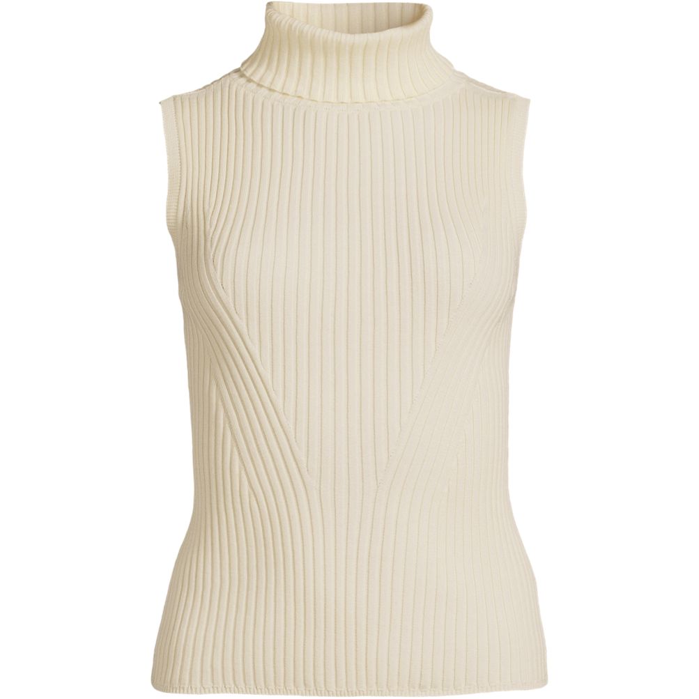 Women s Fine Gauge Cotton Turtleneck Tank Sweater Lands End