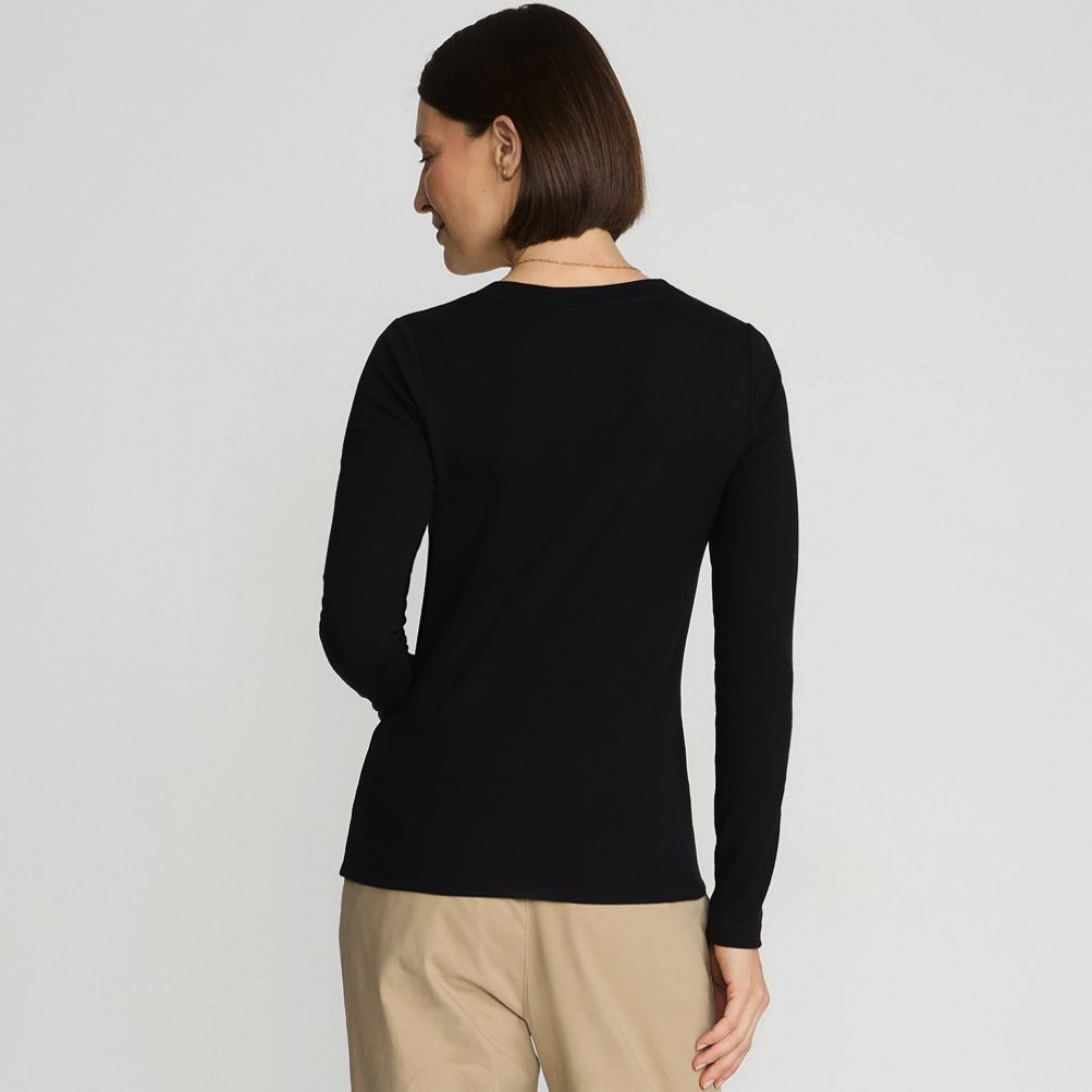 売れ筋商品|||ランズエンド カットソー トップス レディース Women's Drapey Rib Skimming Long Sleeve Henley T-Shirt Fresh ivory Women's Drapey Rib Skimming Long Sleeve Henley T-Shirt