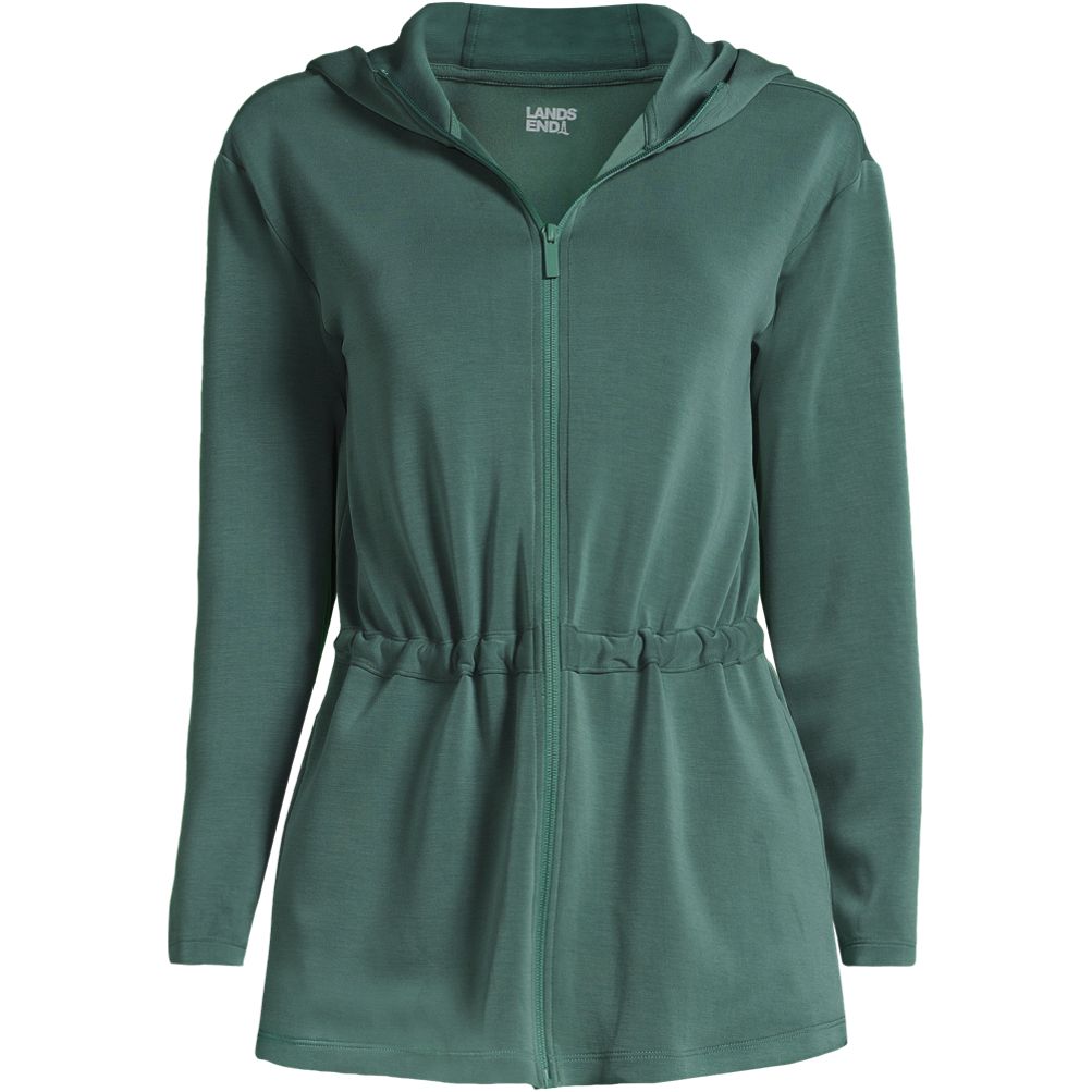 Women's Cupro Long Sleeve Full Zip Tunic Hoodie | Lands' End