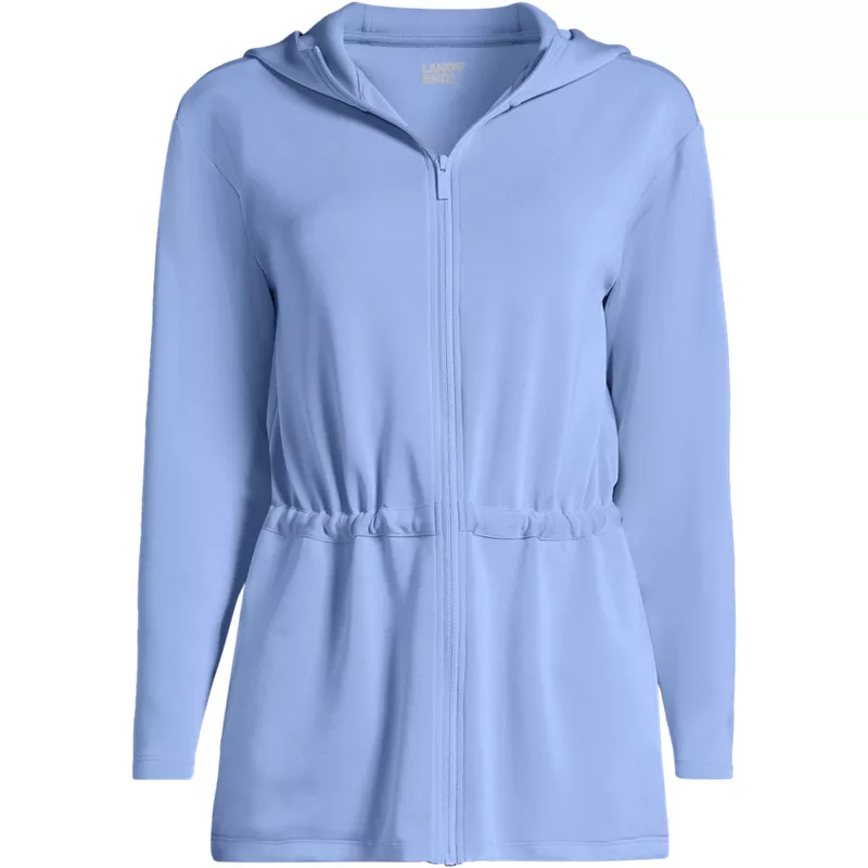 Women's Cupro Long Sleeve Full Zip Tunic Hoodie, Front