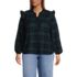 Women's Plus Size Ruffle Front Flannel Popover Blouse, Front