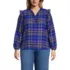 Women's Plus Size Ruffle Front Flannel Popover Blouse, Front