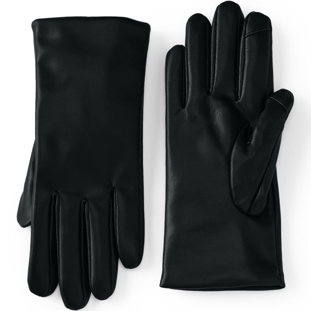 小物 WASHABLE LEATHER GLOVES-[BUSINESS] Women's Cashtouch Lined Faux Leather Glove | Lands' End