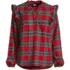 Women's Ruffle Front Flannel Popover Blouse, Front